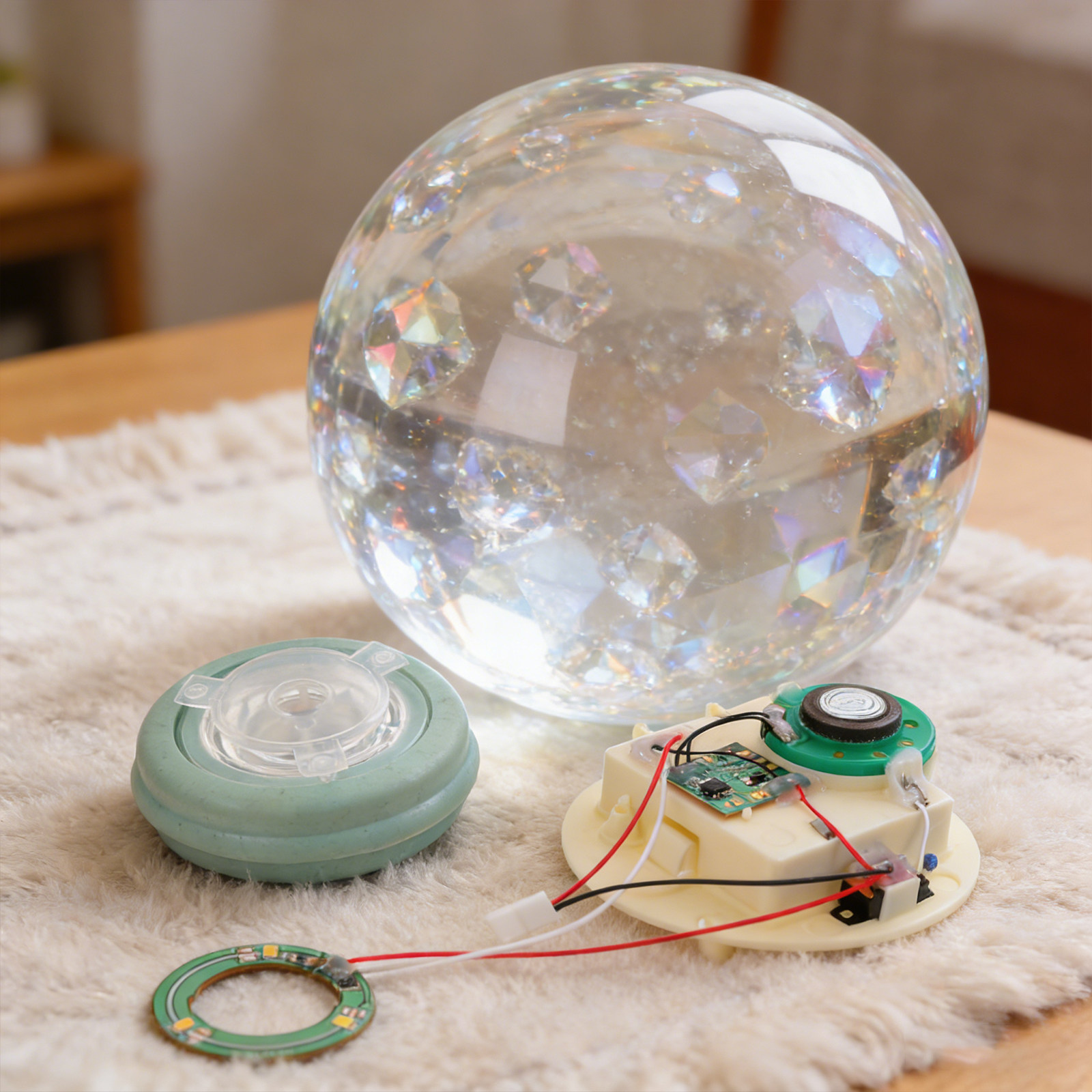 Plastic Dome Clear - ลูกโลกหิมะพร้อมระบบเคลื่อนไหว เสียงเพลง และแสงไฟ ชุด DIY พร้อมกล่องแบตเตอรี่