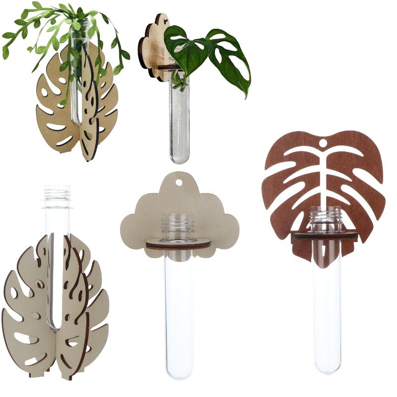 Propagation Station Vase - แจกันไม้ติดผนังสำหรับปลูกมอนสเตอร่าแบบไฮโดรโปนิกส์ พร้อมหลอดทดลองสำหรับเพาะพันธุ์ ตกแต่งบ้านสไตล์อินเทรนด์ เหมาะเป็นของขวัญ
