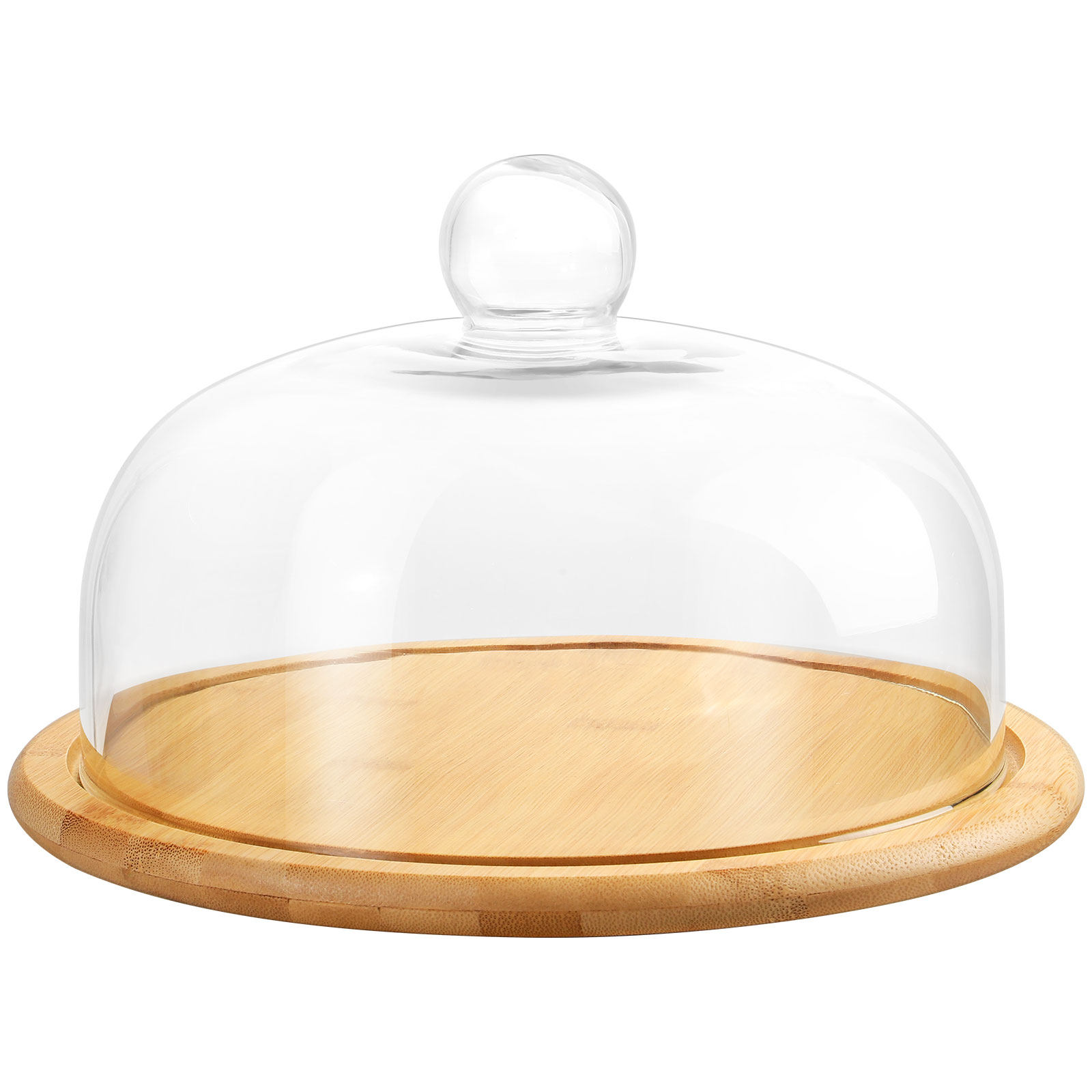 ชุดฝาครอบเค้กแก้วพร้อมฐานไม้คุ - Plastic Dome Clear บทวิจารณ์และราคา